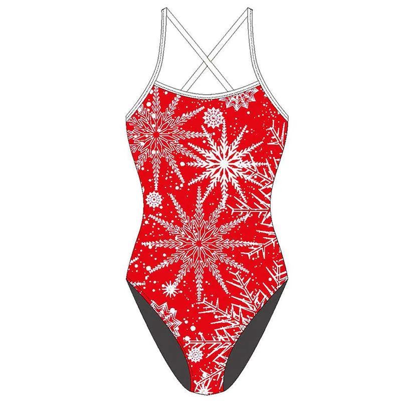 AQUA - Xmas Girls Tie Back One Piece - Red