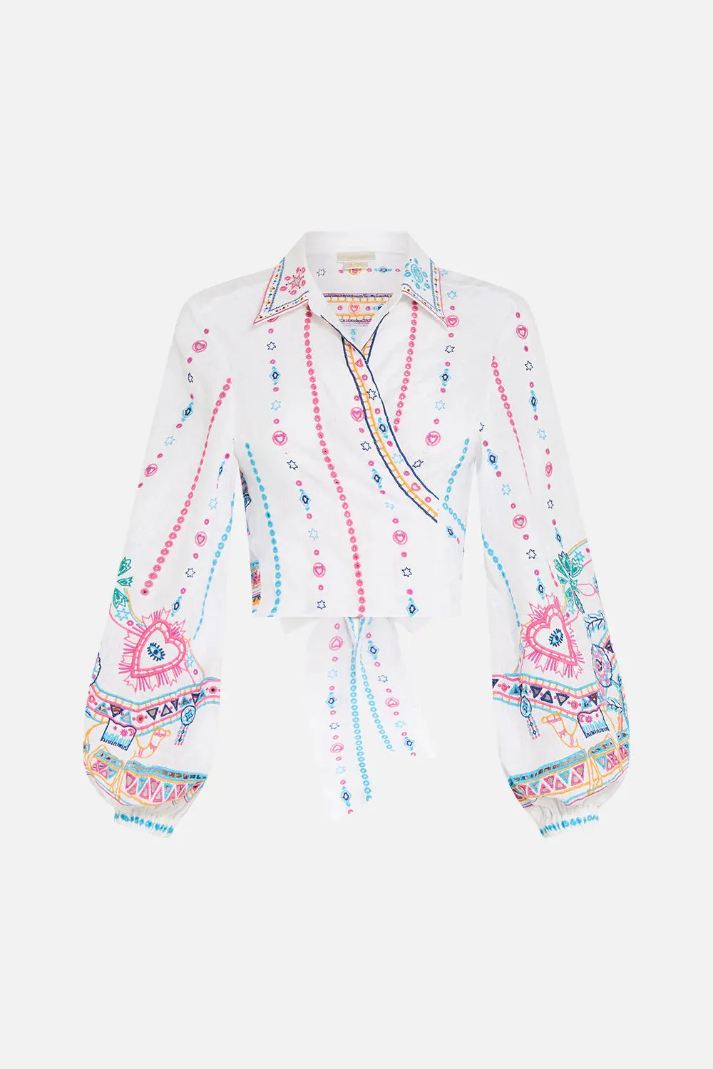 CAMILLA CROPPED WRAP SHIRT IN LIVING IN COLOUR